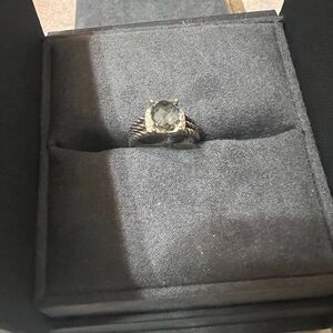 David’s yurman petite ring in sterling silver with prasiolite and pave diamonds